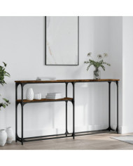 Table console chêne fumé 145x22,5x75 cm bois d'ingénierie | Mobilier & Déco