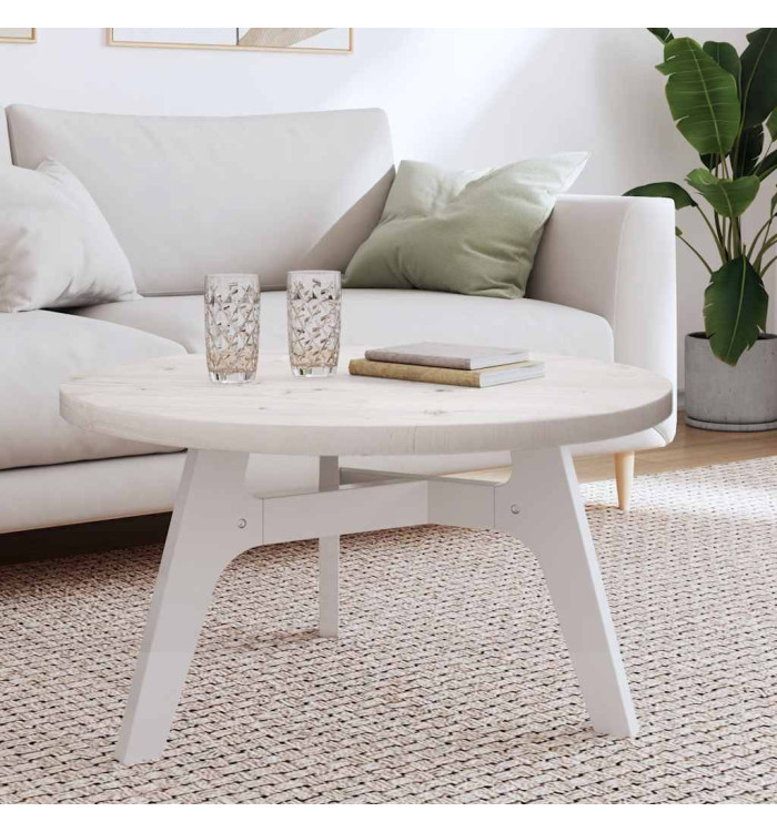 Dessus de table rond blanc Ø80x3 cm bois de pin massif | Mobilier & Déco