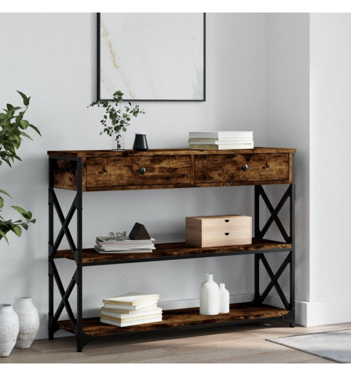 Table console chêne fumé 100x28x75 cm bois d'ingénierie | Mobilier & Déco