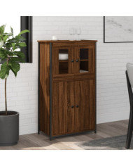 Buffet haut chêne marron 62x32x106,5 cm bois d'ingénierie | Mobilier & Déco