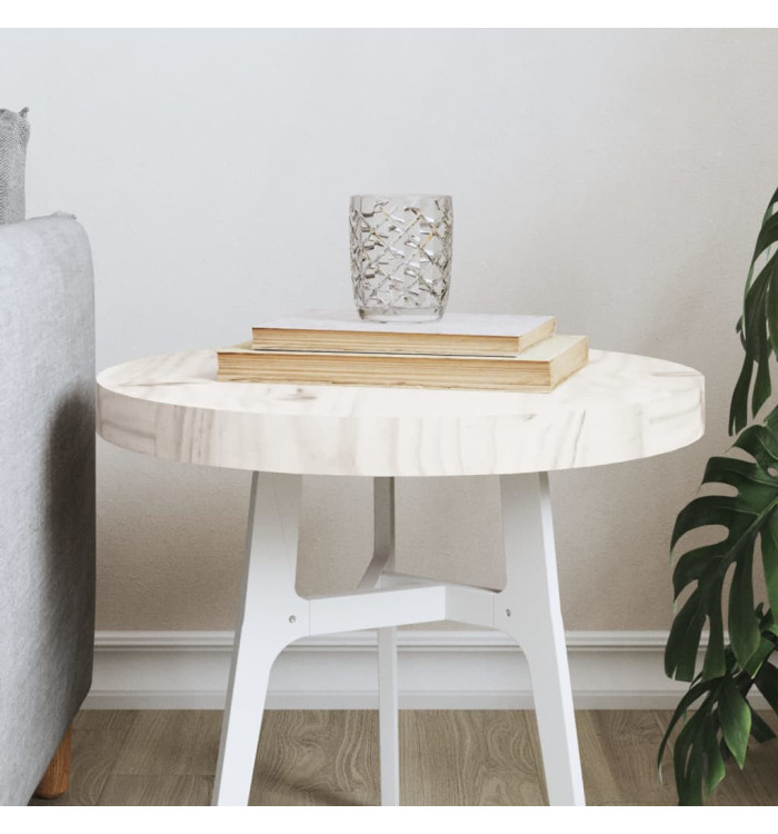 Dessus de table rond blanc Ø40x3 cm bois de pin massif | Mobilier & Déco