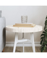 Dessus de table rond blanc Ø40x3 cm bois de pin massif | Mobilier & Déco
