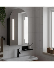 Armoire de bain à miroir avec LED arquée noir 42x13x70 cm | Mobilier & Déco