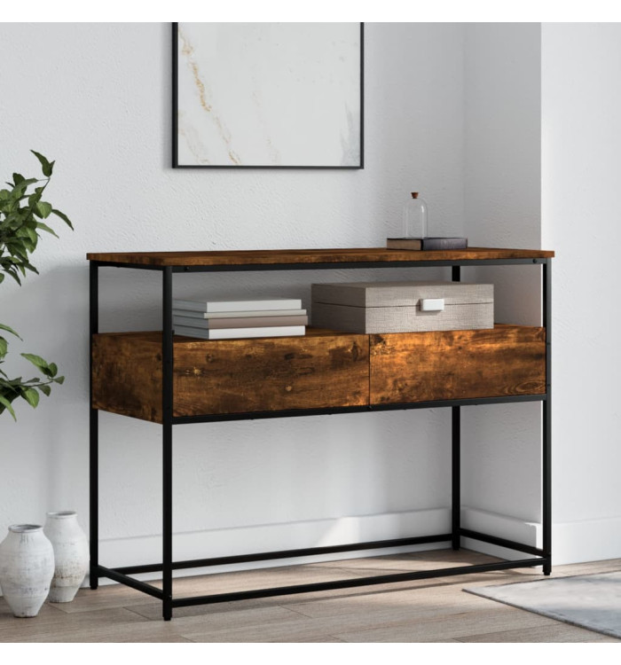 Table console chêne fumé 100x40x75 cm bois d'ingénierie | Mobilier & Déco
