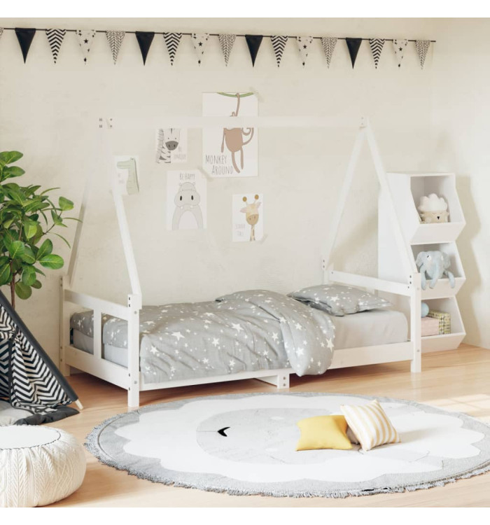 Cadre de lit pour enfant blanc 80x160 cm bois de pin massif | Mobilier & Déco