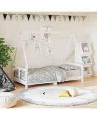 Cadre de lit pour enfant blanc 80x160 cm bois de pin massif | Mobilier & Déco