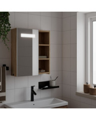Armoire de salle de bain à miroir avec LED chêne 45x13x52 cm | Mobilier & Déco