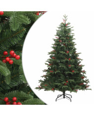 Sapin de Noël artificiel avec pommes de pin et baies 210 cm | Mobilier & Déco