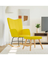Chaise à bascule avec tabouret Jaune moutarde Tissu | Mobilier & Déco