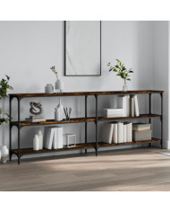Table console chêne fumé 200x29x75 cm bois d'ingénierie | Mobilier & Déco