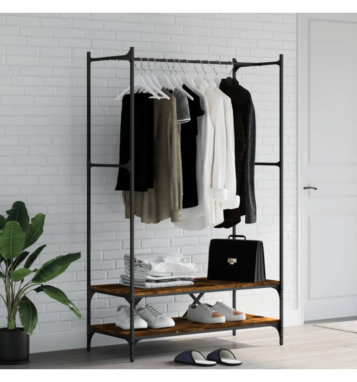 Porte-vêtements avec étagères chêne fumé bois d'ingénierie | Mobilier & Déco