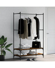 Porte-vêtements avec étagères chêne fumé bois d'ingénierie | Mobilier & Déco