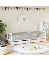 Cadre de lit enfant tiroirs blanc 80x200 cm bois de pin massif | Mobilier & Déco