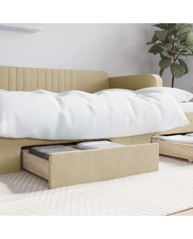 Tiroirs de lit 2 pcs crème bois d'ingénierie et tissu | Mobilier & Déco