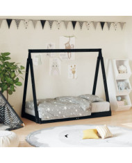 Cadre de lit pour enfant noir 70x140 cm bois de pin massif | Mobilier & Déco