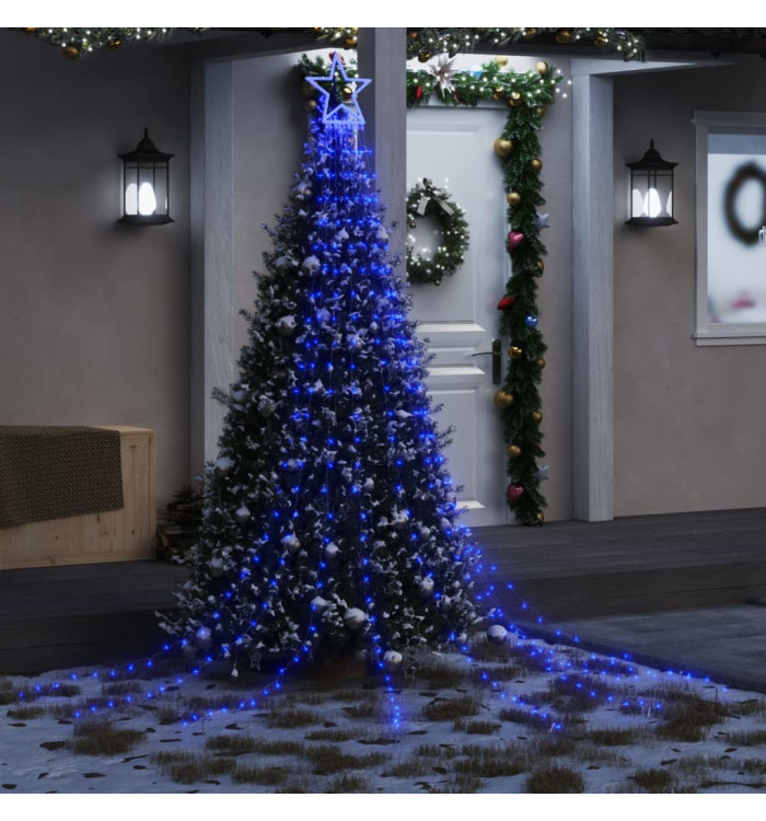 Guirlande de sapin de Noël 320 LED bleu 375 cm | Mobilier & Déco