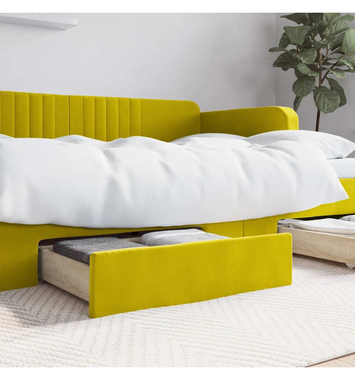 Tiroirs de lit 2 pcs jaune bois d'ingénierie et velours | Mobilier & Déco