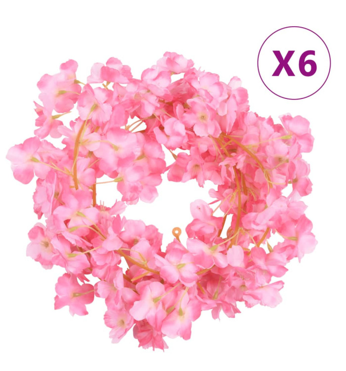 Guirlandes de fleurs de Noël 6 pcs rose foncé 180 cm | Mobilier & Déco