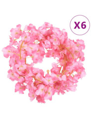 Guirlandes de fleurs de Noël 6 pcs rose foncé 180 cm | Mobilier & Déco