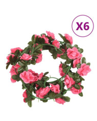 Guirlandes de fleurs de Noël 6 pcs rose 240 cm | Mobilier & Déco