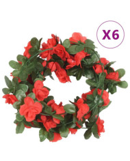 Guirlandes de fleurs de Noël 6 pcs rouge 250 cm | Mobilier & Déco