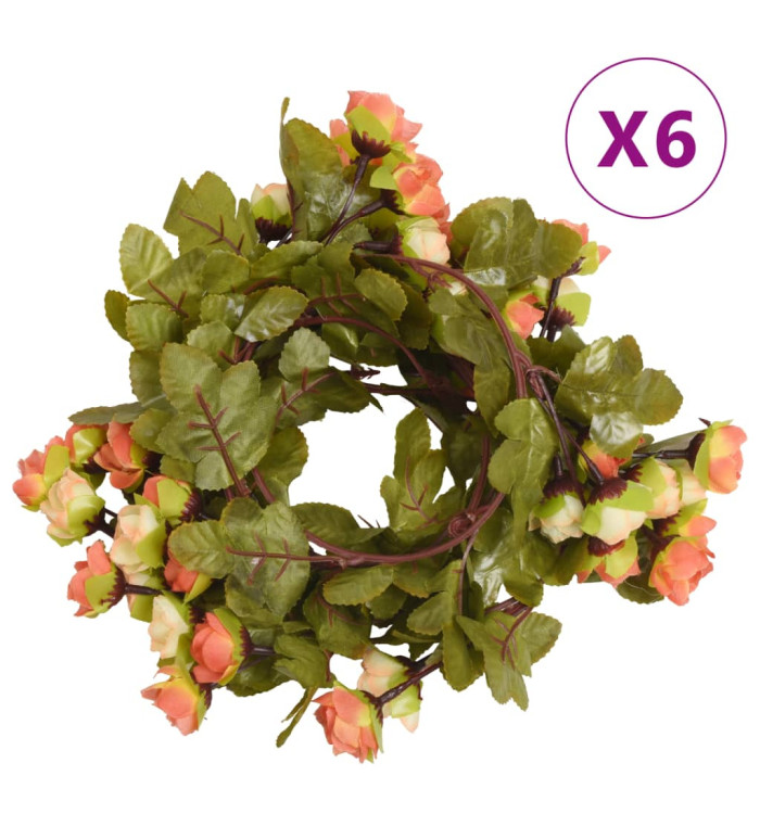 Guirlandes de fleurs de Noël 6 pcs rouge vif 215 cm | Mobilier & Déco