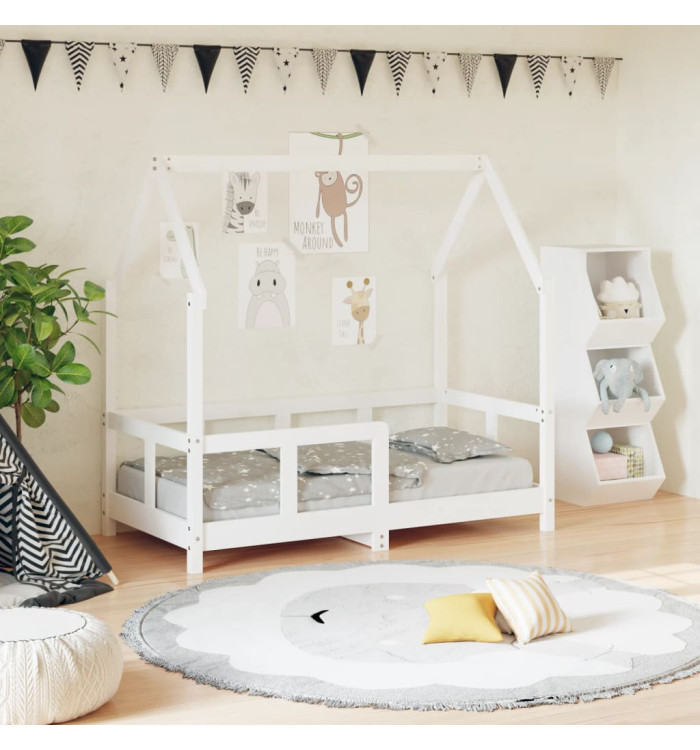 Cadre de lit pour enfant blanc 70x140 cm bois de pin massif | Mobilier & Déco