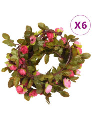 Guirlandes de fleurs de Noël 6 pcs rose 215 cm | Mobilier & Déco