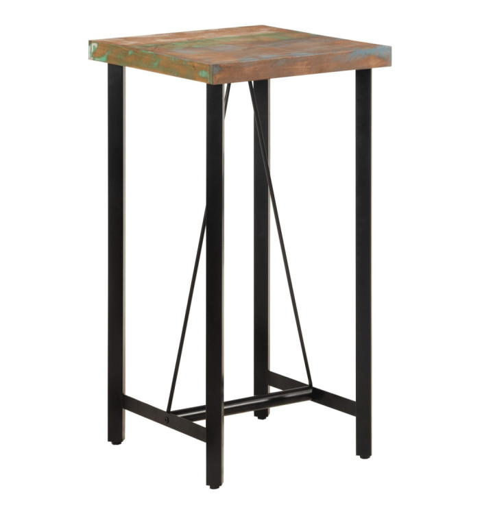 Table de bar 55x55x107 cm bois massif de récupération et fer | Mobilier & Déco