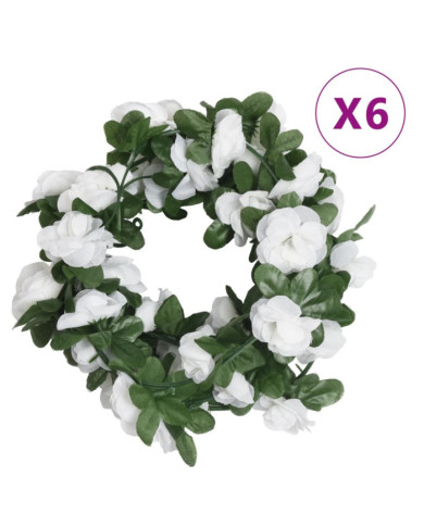 Guirlandes de fleurs de Noël 6 pcs blanc 250 cm | Mobilier & Déco