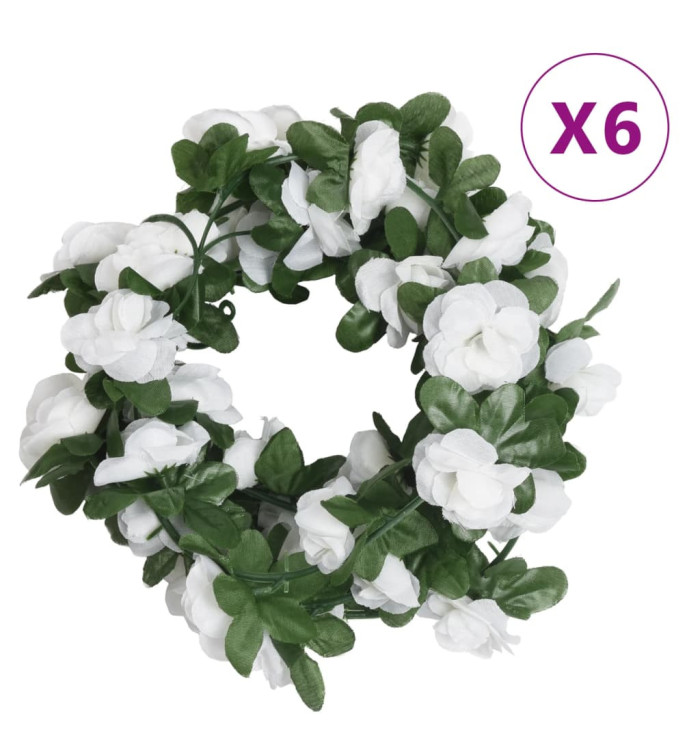 Guirlandes de fleurs de Noël 6 pcs blanc 250 cm | Mobilier & Déco