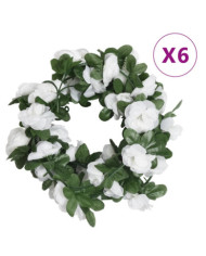 Guirlandes de fleurs de Noël 6 pcs blanc 250 cm | Mobilier & Déco
