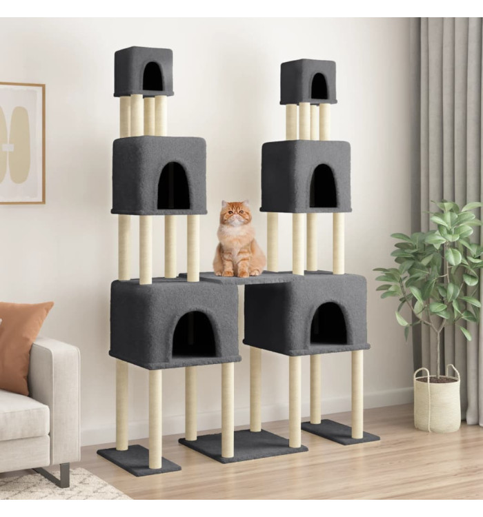 Arbre à chat avec griffoirs en sisal Gris foncé 199 cm | Mobilier & Déco