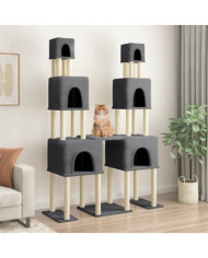 Arbre à chat avec griffoirs en sisal Gris foncé 199 cm | Mobilier & Déco