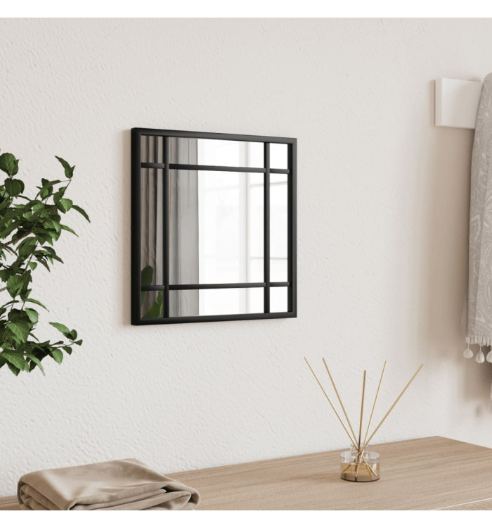 Miroir mural noir 30x30 cm carré fer | Mobilier & Déco