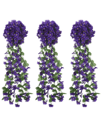 Guirlandes de fleurs de Noël 3 pcs violet foncé 85 cm | Mobilier & Déco