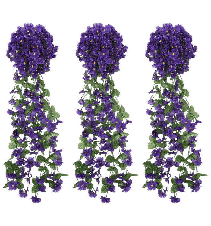Guirlandes de fleurs de Noël 3 pcs violet foncé 85 cm | Mobilier & Déco