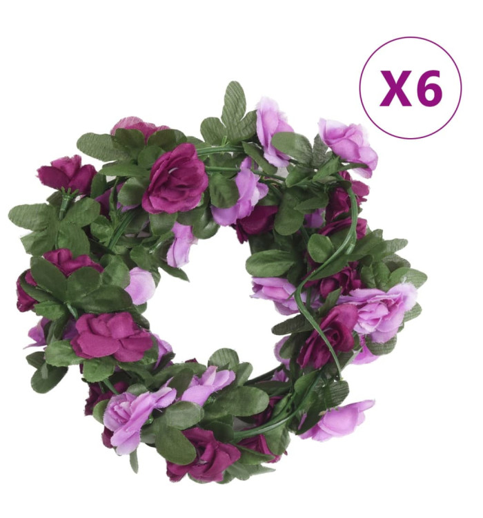 Guirlandes de fleurs de Noël 6 pcs violet clair 250 cm | Mobilier & Déco