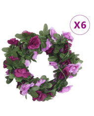 Guirlandes de fleurs de Noël 6 pcs violet clair 250 cm | Mobilier & Déco