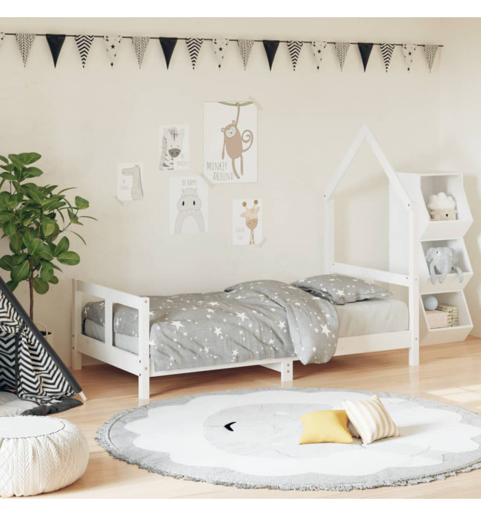 Cadre de lit pour enfant blanc 80x160 cm bois de pin massif | Mobilier & Déco