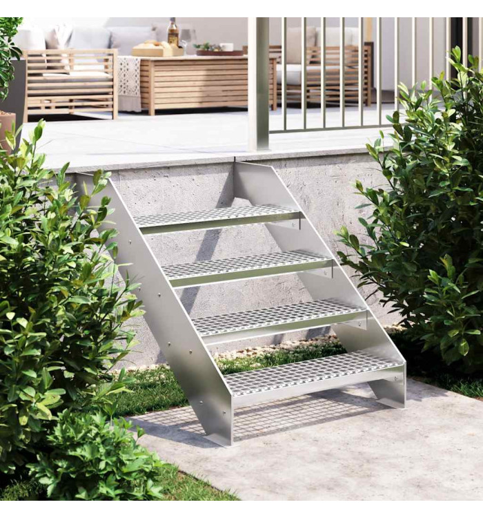 Escalier en caillebotis 70x24x7 cm acier galvanisé | Mobilier & Déco
