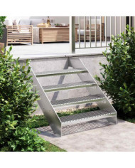 Escalier en caillebotis 80x24x7 cm acier galvanisé | Mobilier & Déco