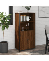 Buffet haut chêne marron 62x36x121,5 cm bois d'ingénierie | Mobilier & Déco
