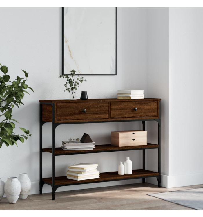 Table console chêne marron 100x25x75 cm bois d'ingénierie | Mobilier & Déco