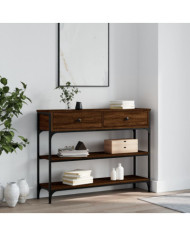 Table console chêne marron 100x25x75 cm bois d'ingénierie | Mobilier & Déco