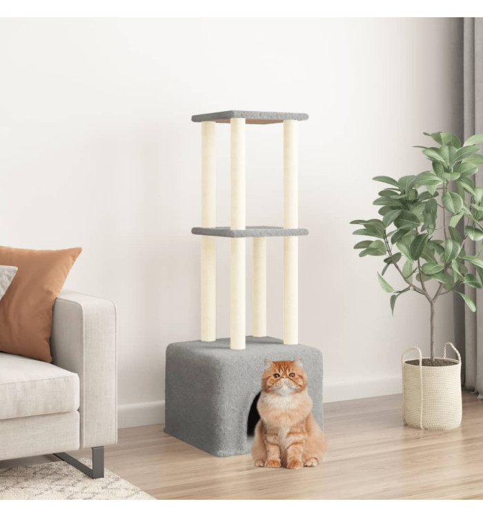 Arbre à chat avec griffoirs en sisal gris clair 133,5 cm | Mobilier & Déco