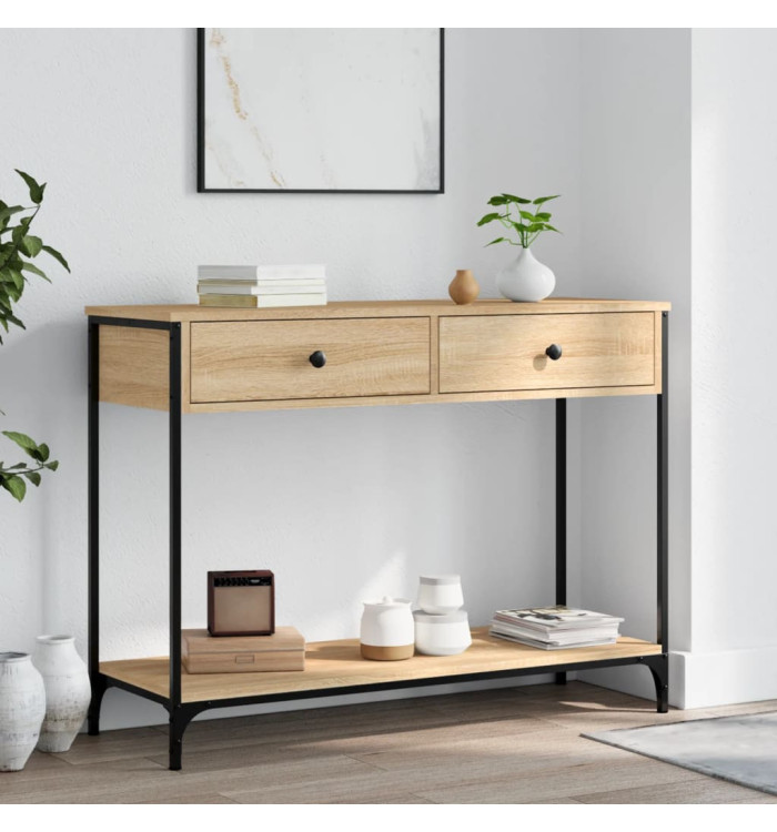 Table console chêne sonoma 100x34,5x75 cm bois d'ingénierie | Mobilier & Déco