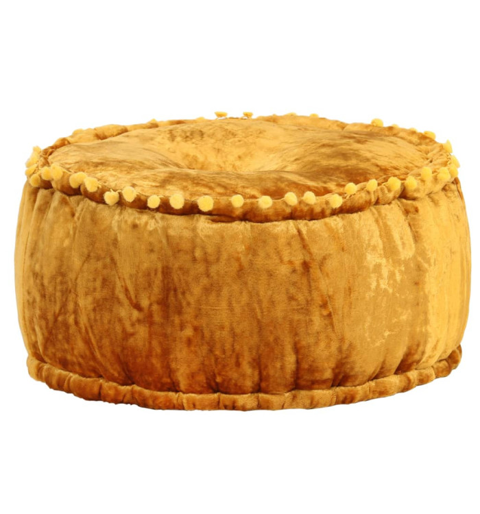 Pouf Rond Velours 40x20 cm Moutarde | Mobilier & Déco