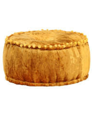 Pouf Rond Velours 40x20 cm Moutarde | Mobilier & Déco