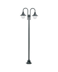Lampadaire de jardin E27 220cm Aluminium 2 lanternes Vert foncé | Mobilier & Déco